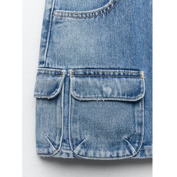 Zara DENIM CARGO SKIRT TRF - Picture 8 of 8